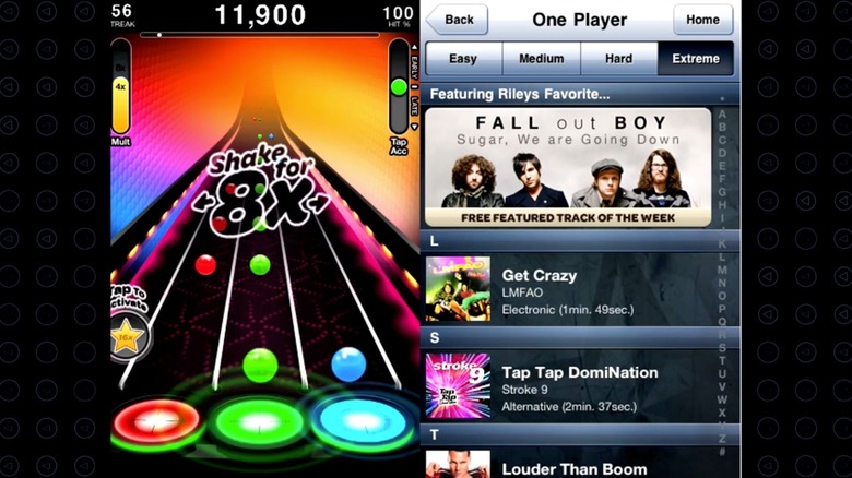 person playing Tap Tap Revenge ipod game