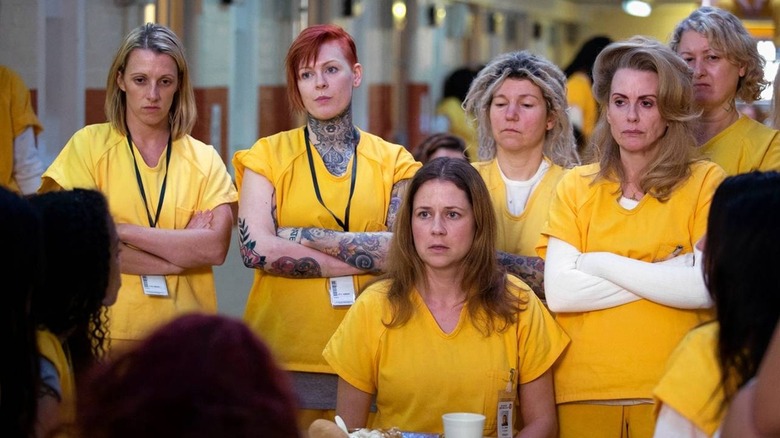 Rhonda in prison with other inmates