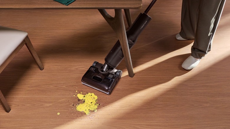Roborock's steam vacuum cleaning the floor