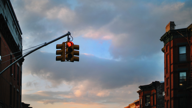 A traffic light in New York City