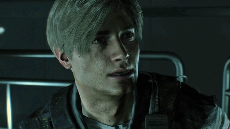 Leon looking worried in Resident Evil 2