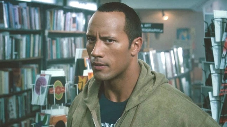 Boxer Santaros frowning in "Southland Tales."