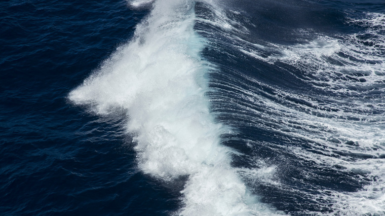a wave breaking in the ocean during a storm