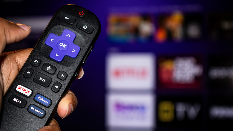 Roku controller in a hand