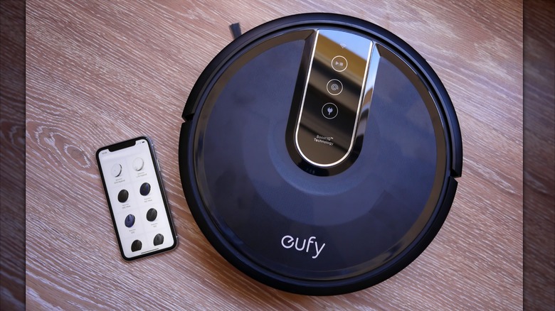 A Eufy vacuum on a table