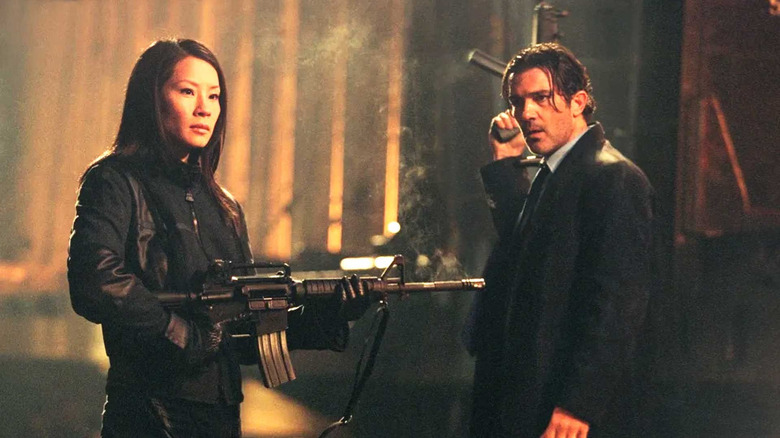 Sever (Lucy Liu) and Ecks (Antonio Banderas) in "Ballistic: Ecks vs. Sever"