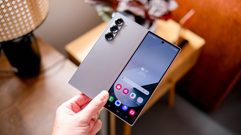 Galaxy Z Fold 6 unfolded in someone's hand