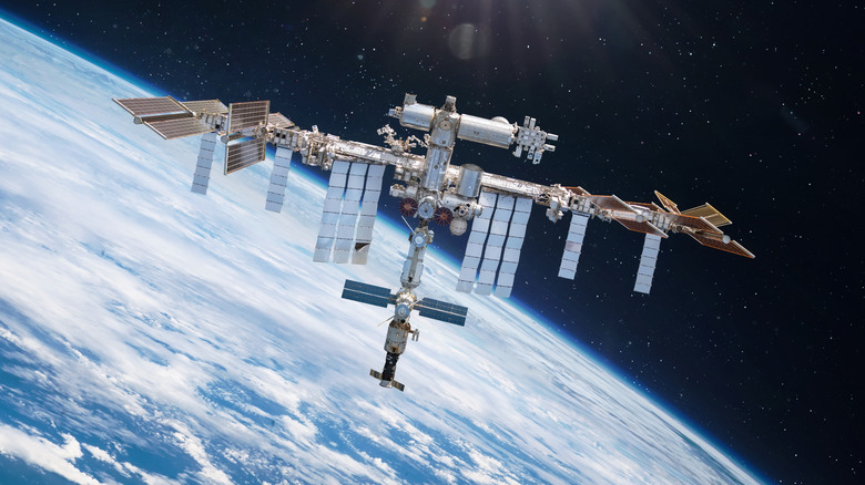 the International Space Station in orbit over Earth