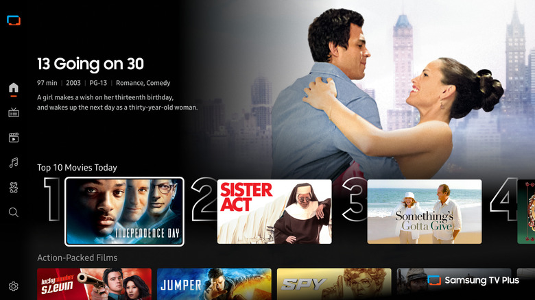 A screenshot showing the Samsung TV Plus homepage