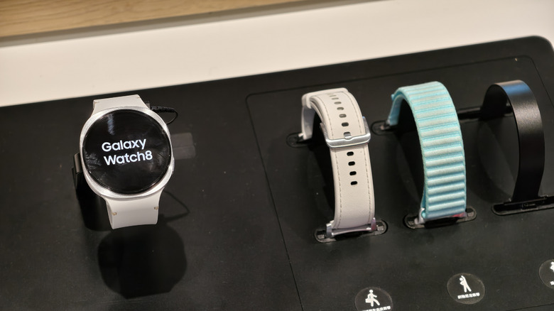 Galaxy Watch 8 and bands shown in a retail environment