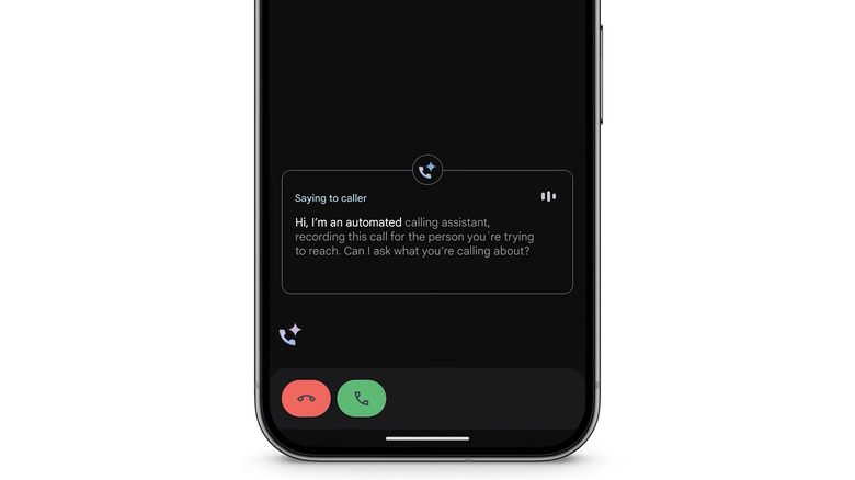 Google's phone screening service running on a pixel device