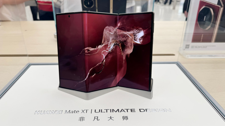 Huawei Mate XT on display.