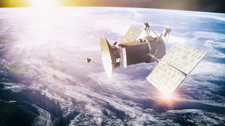 A rendering of ESA satellite and Earth.