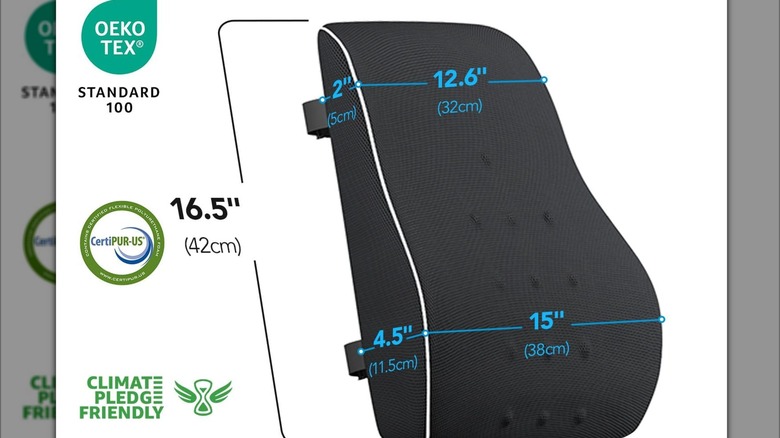 The Qutool Lumbar Support Pillow measurements.