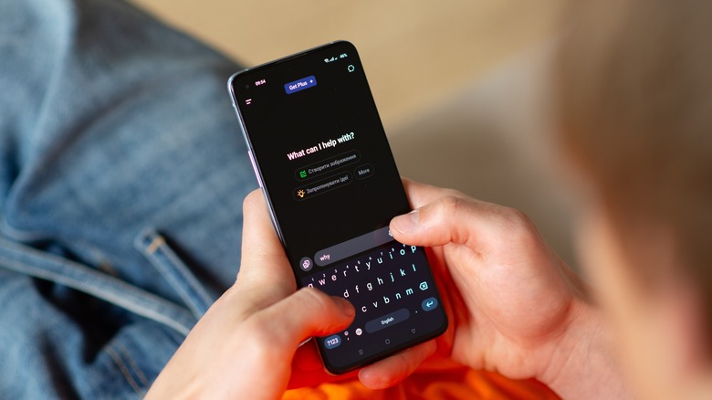person using the chatgpt app on a phone