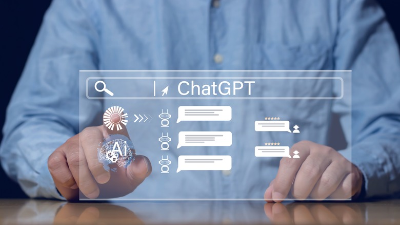 graphic showing a virtual interface of chatgpt