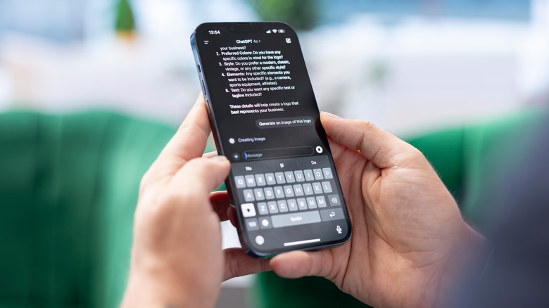 person using chatgpt on their phone