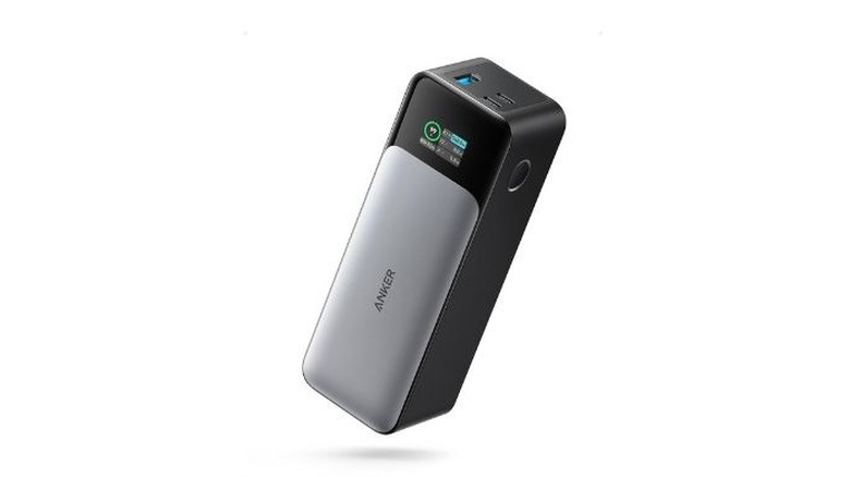 Anker 737 Power Bank showing all the ports and digital display