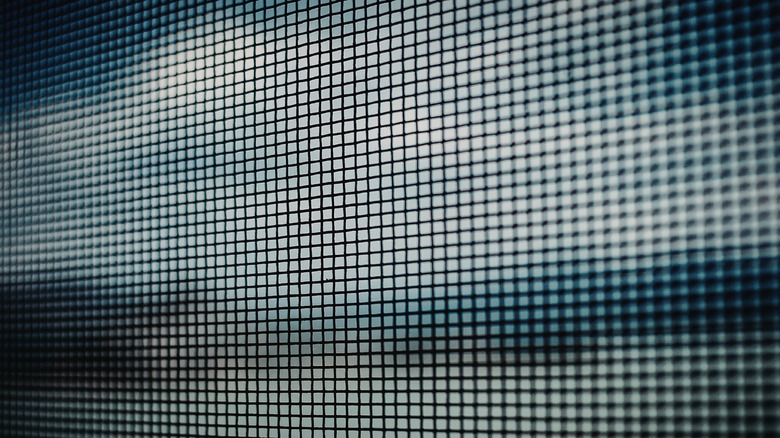 Closeup of a TV screen showing pixels