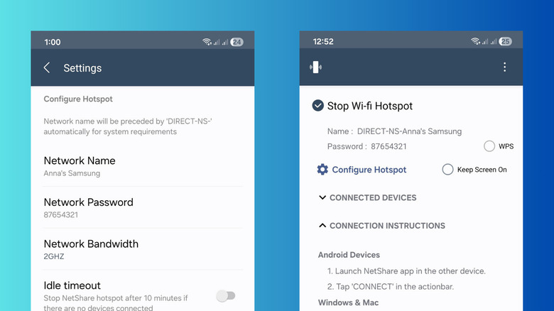 An Android device showing NetShare hotspot with Wi-Fi on.