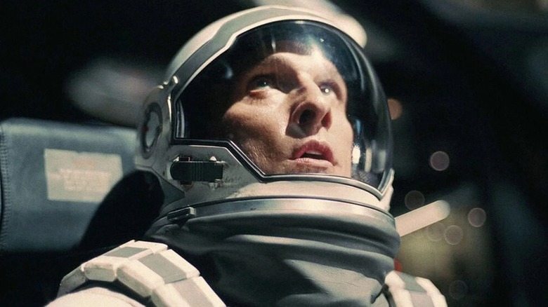 Cooper (Matthew McConaughey) looking up in Interstellar