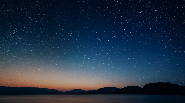 A view of the horizon as night turns into day