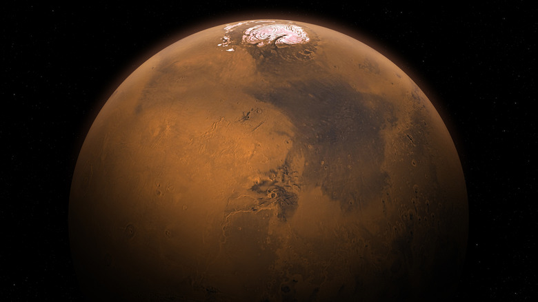 Mars with its ice cap visible