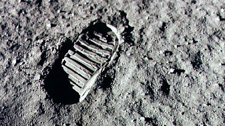 lunar footprint photo from Apollo 11 mission