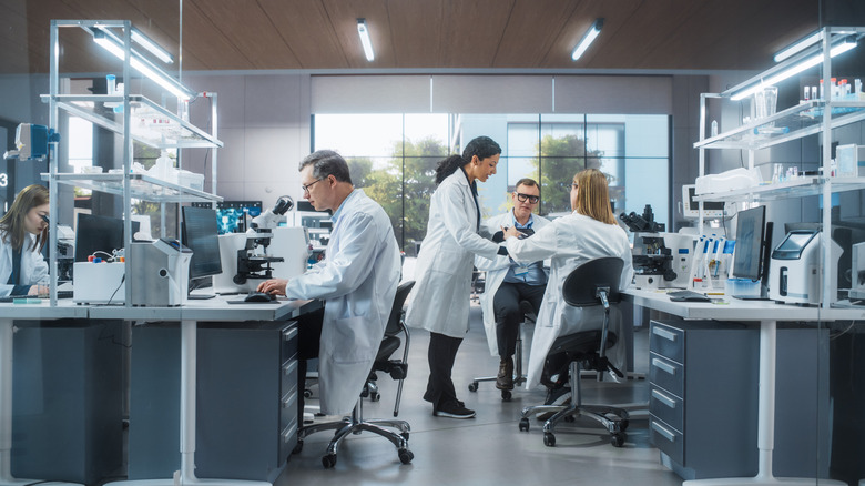 a group of researchers working in a lab
