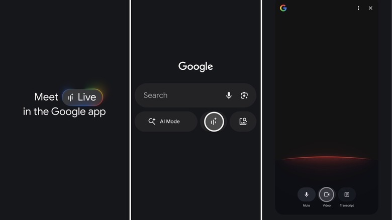 Using Search Live in the Google app on Android.