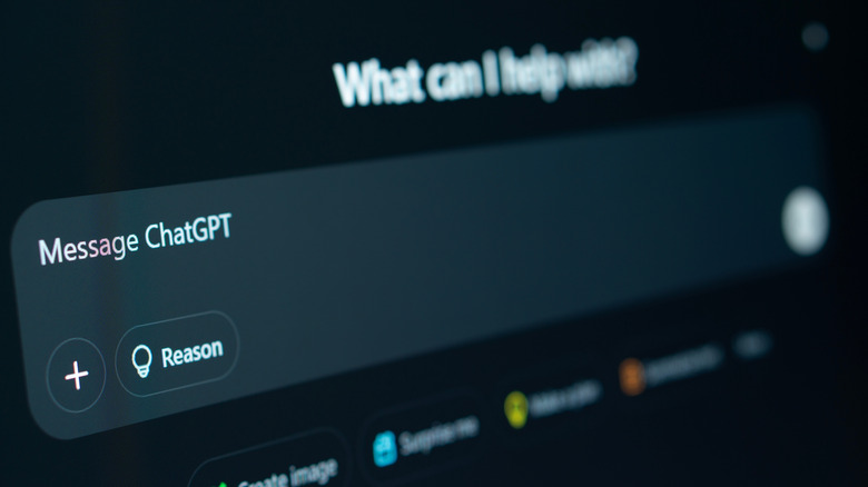 ChatGPT start screen with the words 