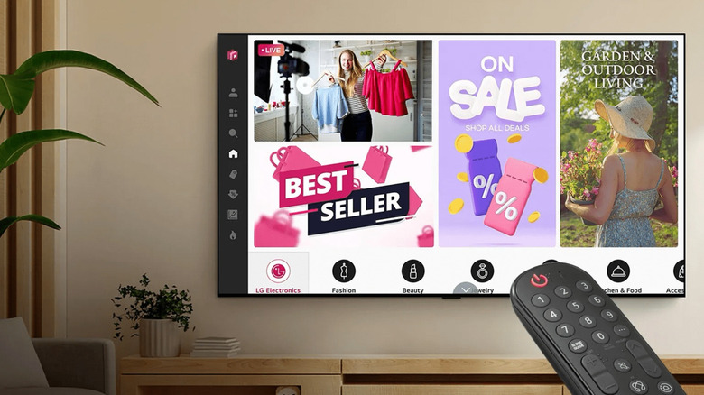 LG TV showing shopping ads on screen