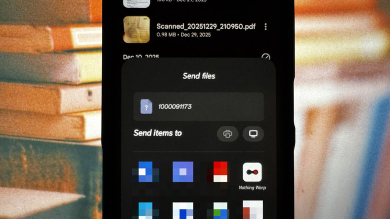 Android phone share showing Nothing Warp