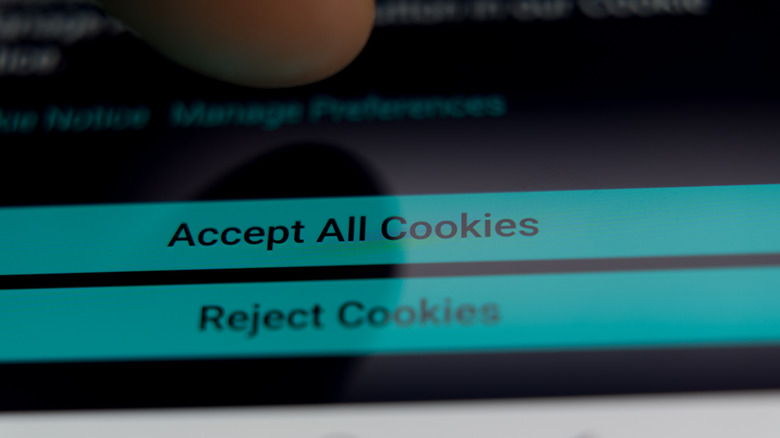 The options to Accept All Cookies or Reject Cookies on a screen