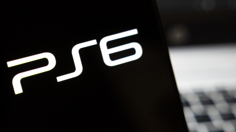 a close up of a PS6 logo mockup on black
