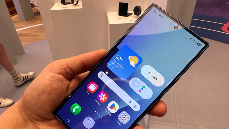 Partial view of the folded Galaxy Z Fold 7 in hand.