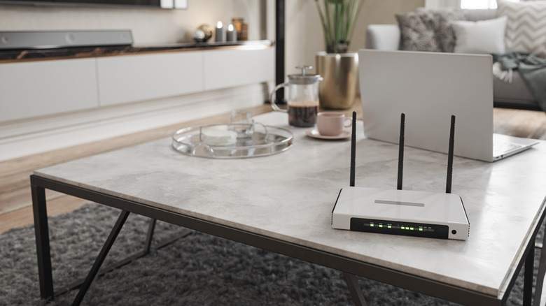 Wi-Fi router on a coffee table