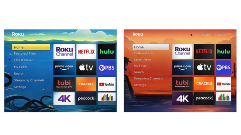 Two versions of the Roku Home Screen.