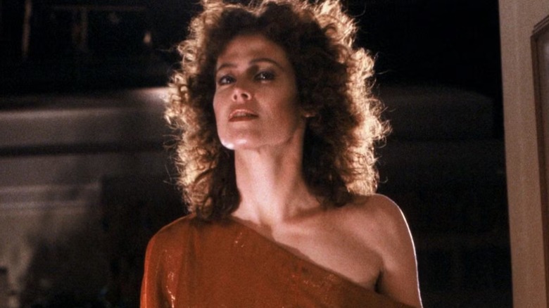 Sigourney Weaver smiling as Dana possessed by Zuul in Ghostbusters