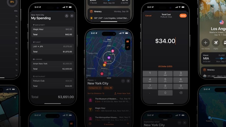 Several Tripsy screenshots highlighting the features of the app
