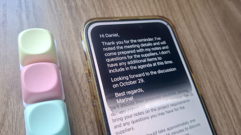 iPhone showing Siri AI running Draft Reply Shortcut