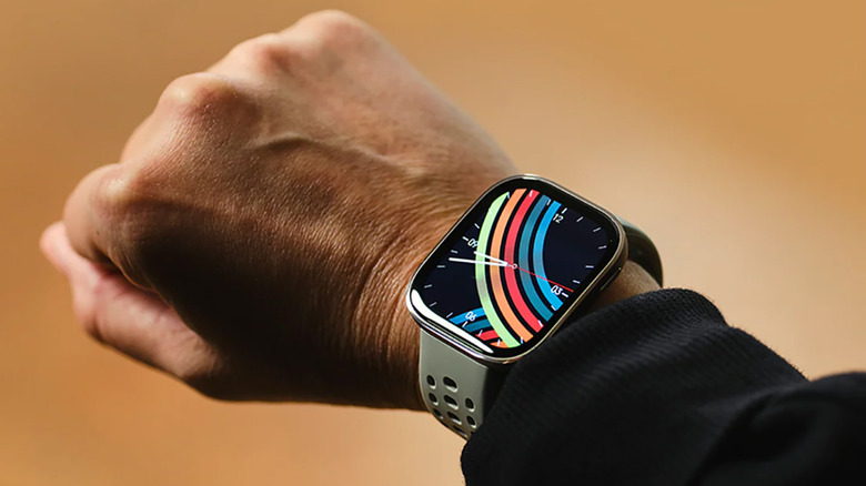 A man's wrist wearing the Amazfit Bip 6.