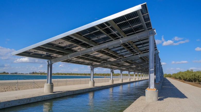 The Turlock Irrigation District canal covered by solar panels