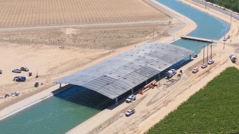 The Turlock Irrigation District canal covered by solar panels