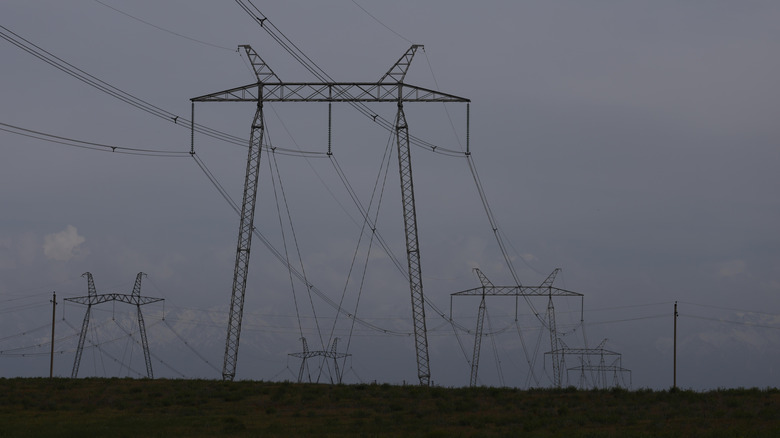 Electric power lines connected to coal-fired power plant