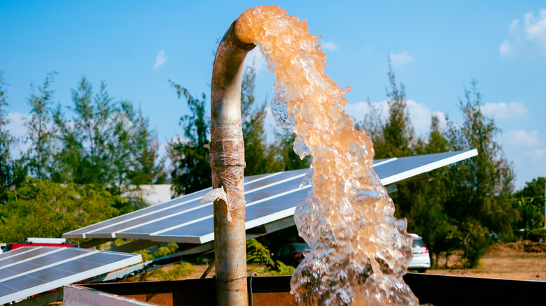 Ground water is pumped using a solar pump for irrigation purpose
