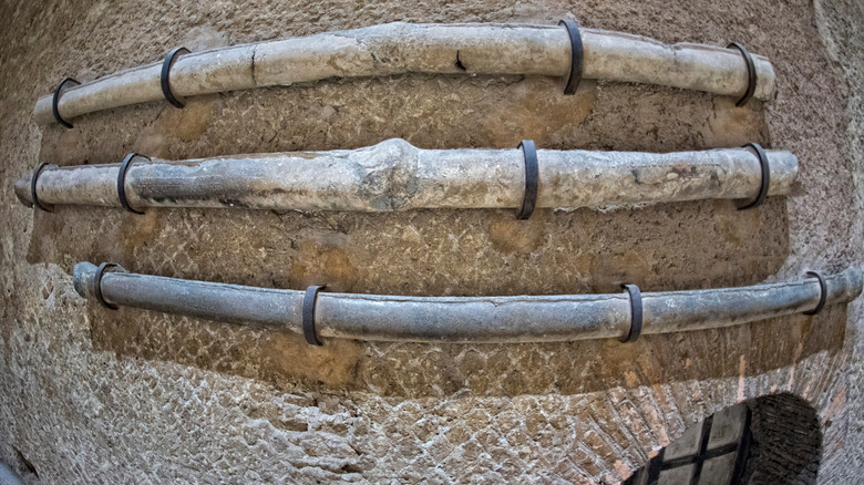 Fragments of ancient Roman lead pipes