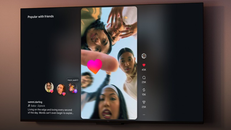 Instagram Reel feed on a TV screen