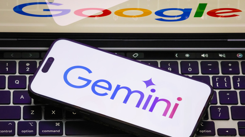 The Gemini logo on an iPhone screen.