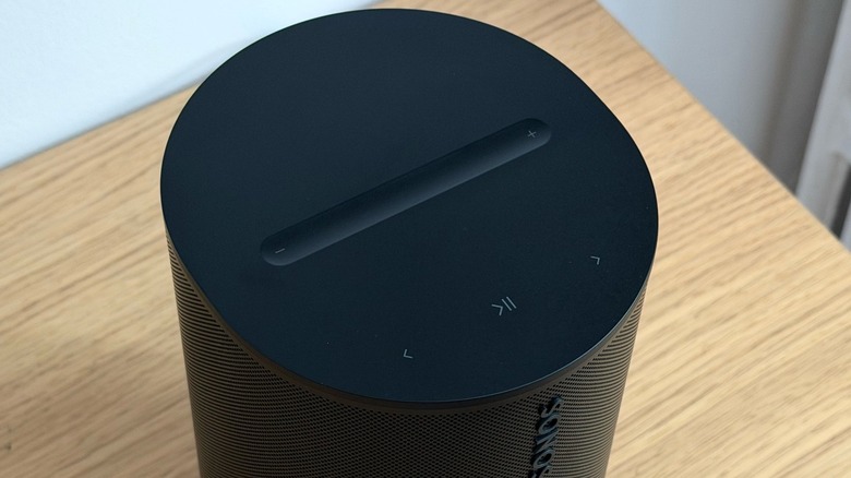 Close-up shot of Sonos Era 100 SL speaker's top buttons